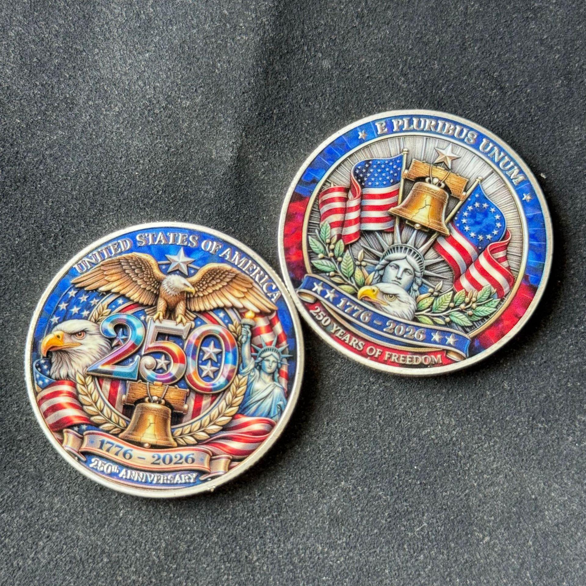 250th Anniversary Statue of Liberty 3D Relief Commemorative Coin 4cm x 4cm x 0.3cm