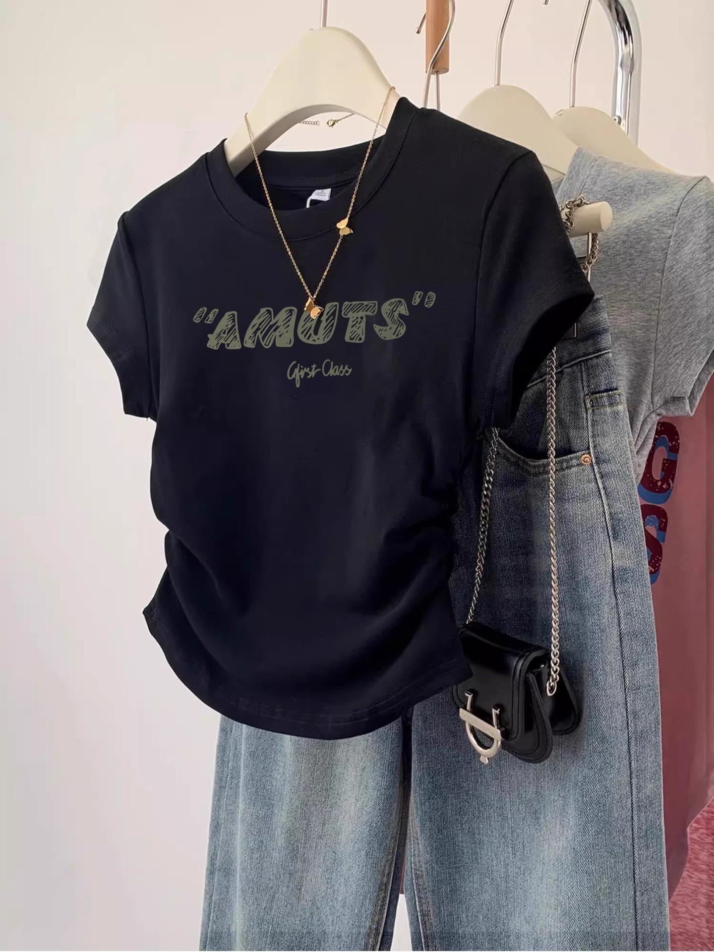 

Irregular Shoulder Slimming Short Sleeve Women s T-Shirt - Summer 2025 New Design 2XL [Recommended 130-150 lbs] сірий колір