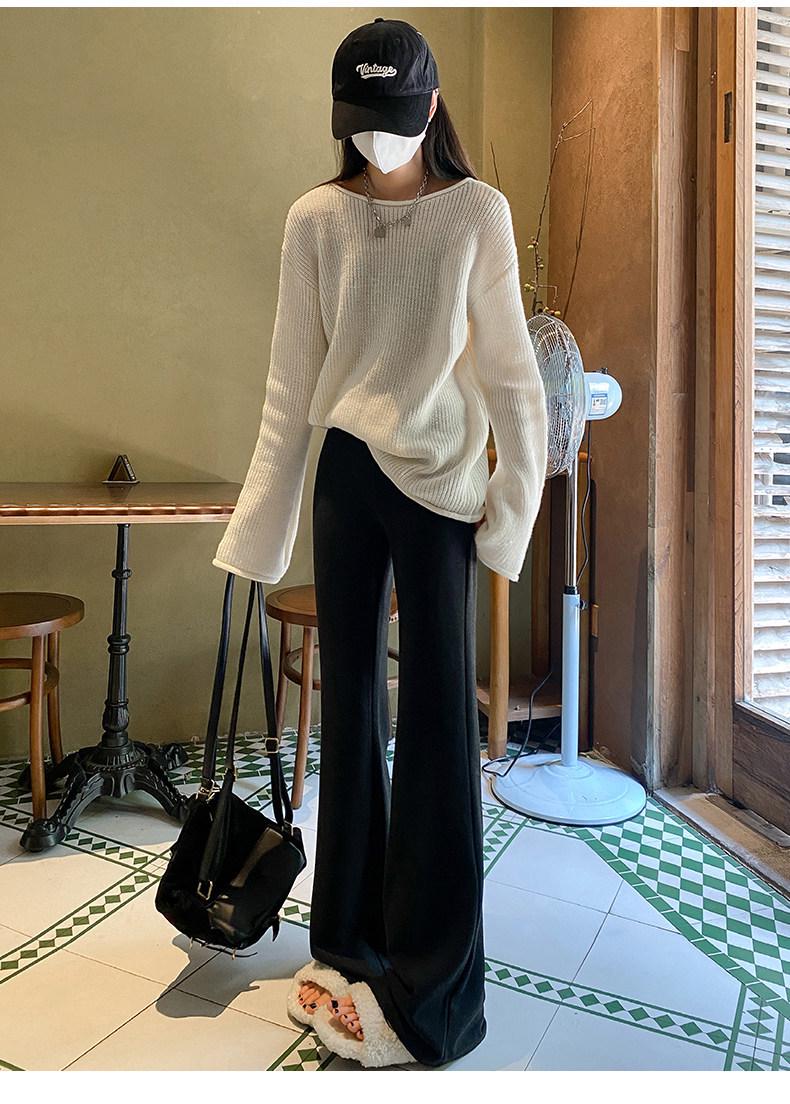 

2026 High Waist Maternity Flare Pants - Korean Style Drawstring Casual Bell Bottoms for Outerwear XL чёрный