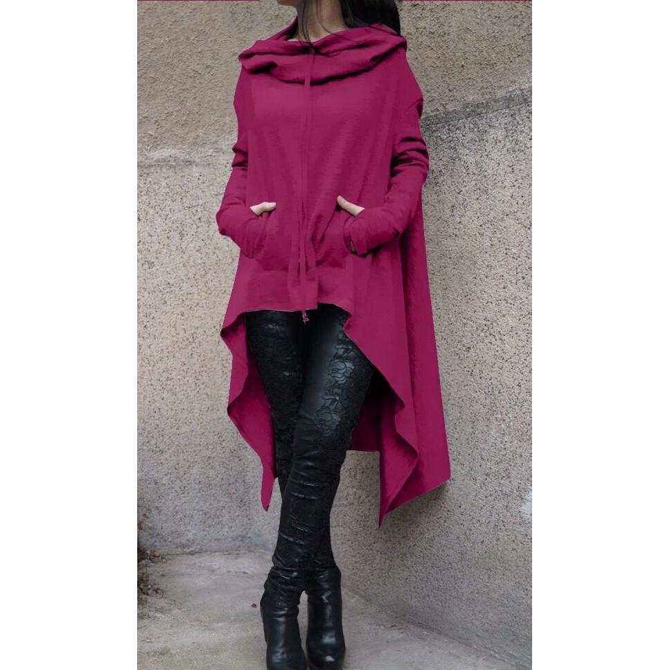 Damen Kapuze Sweatshirt Pulli With Long Asymmetric Hoodie And Cozy Sweater Design