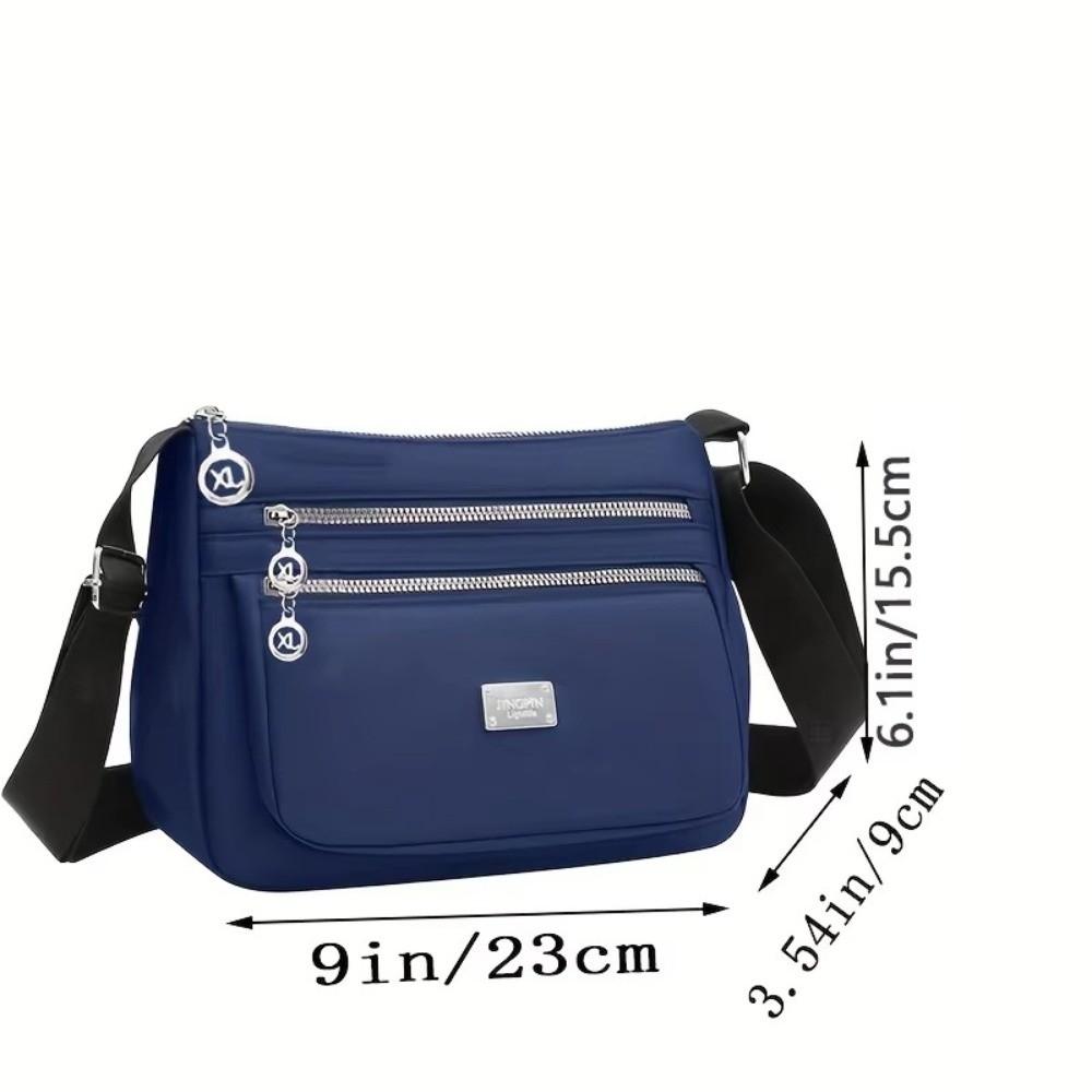 New Nylon Shoulder Bags Multi Pockets Waterproof Crossbody Bags Zipper Women's Bag