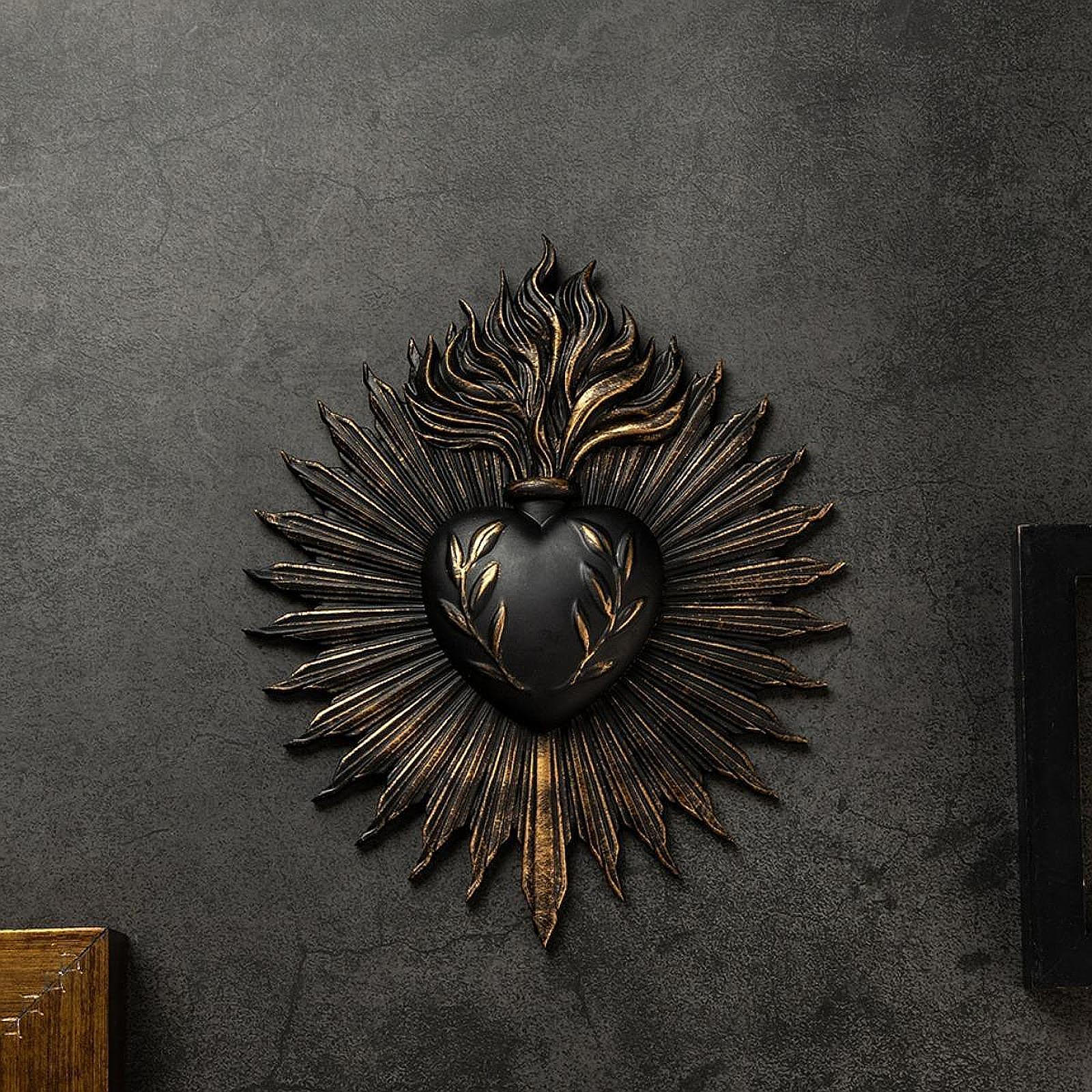 

Настенное смоляное украшение, скульптура сердца, декоративное произведение искусства для гостиной, прихожей чёрный