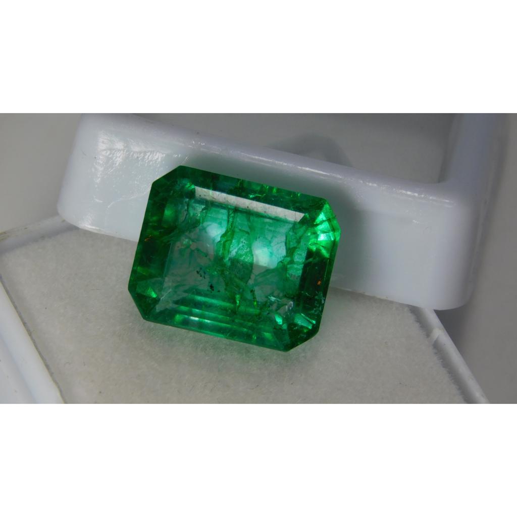 8 Ct Natural Certified Emerald Emerald Shape Green Colombian Loose Gemstone A-3860b