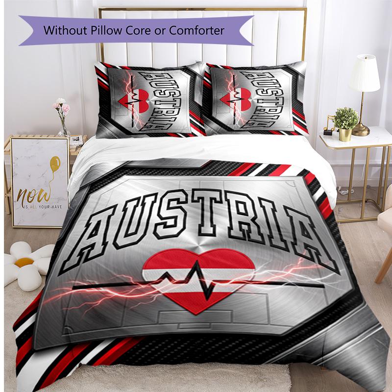 Austria Football Printed Bedding 3 Piece Set Cozy Breathable Bed Cover Set as Housewarming Holiday Gift