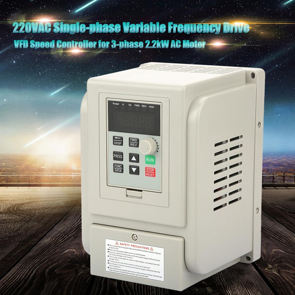 220VAC Single Phase Variable Frequency Drive VFD Speed Controller for 3 Phase 2.2kW AC Motor