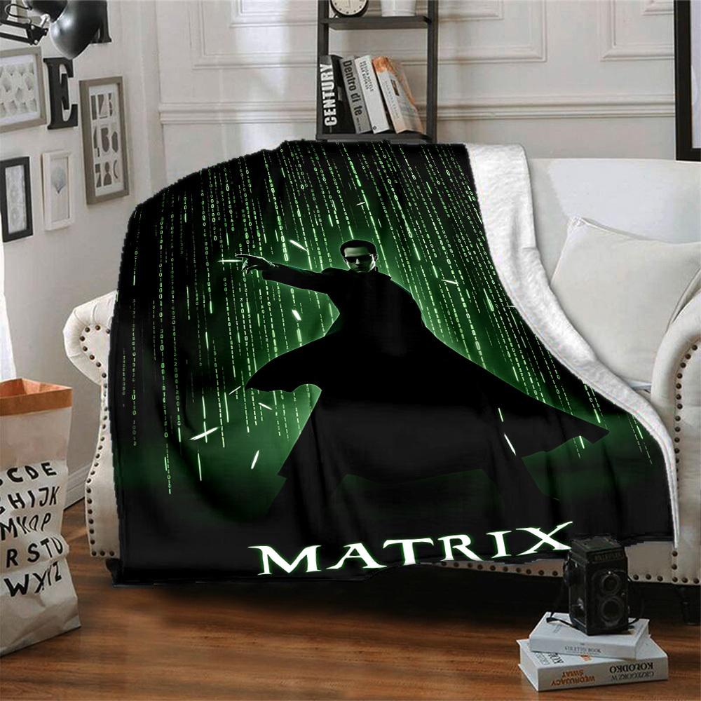 1pc The Matrix Flannel Throw Blanket - HD Printed Lightweight Soft Warm All-Season Blanket for Sofa, Bed, Travel, Camping 026