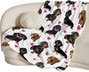 Weiche Dackel Fleece Überwurfdecke mit rosa Herzen, Kuschelige Flanell Plüschdecke für Sofa Bett, Geschenkidee für Hundeliebhaber, Heimdeko