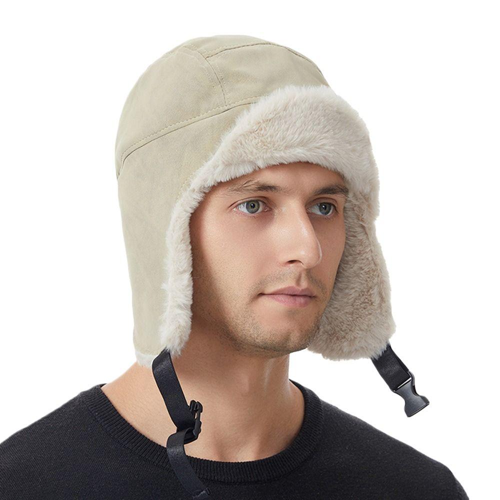 Thick Bomber Hat Plush Ushanka Fur Hat Outdoors Ski Russian Cap  Riding