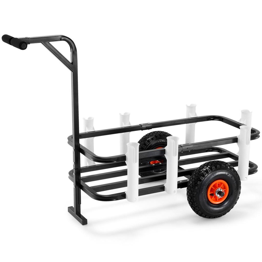 Beach Fishing Cart, 200 Lbs Load Capacity, Fish and Marine Cart with Two 11" Big Wheels Rubber Balloon Tires for Sand, Heavy-Duty Steel Pier Wagon