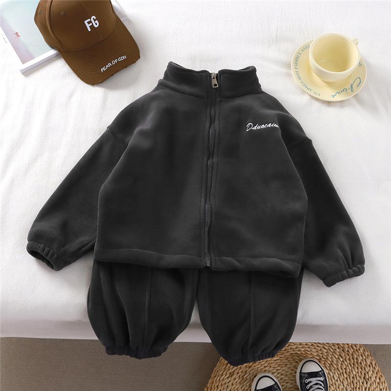 

Осень и Зима Детский Флисовый Теплый Комплект Мальчики Девочки Утепленное Пальто+Брюки 2шт Осень Детская Повседневная Спортивная Одежда Костюмы С Длинным Рукавом 130