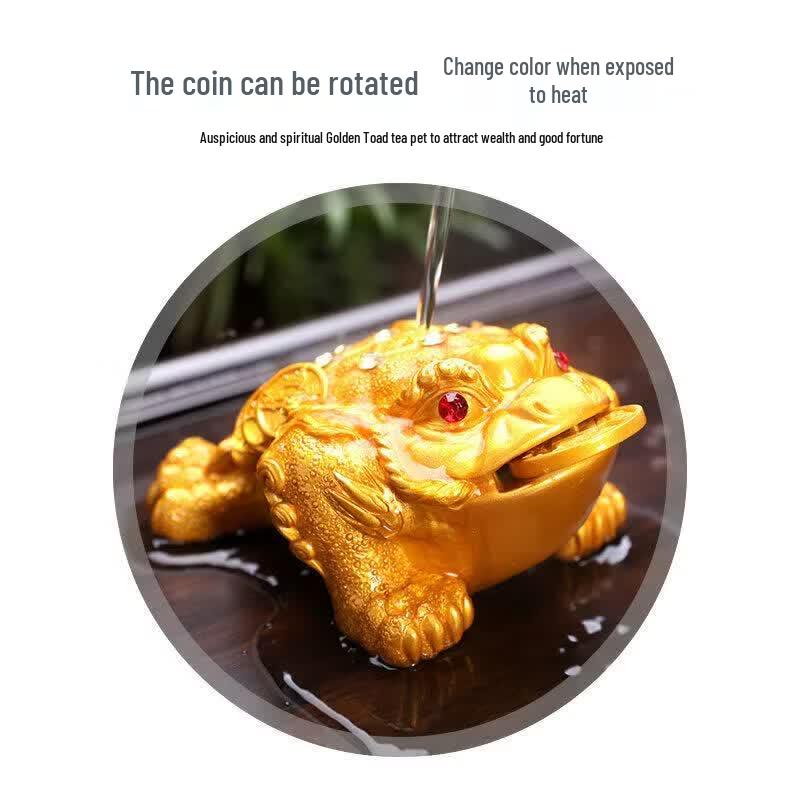 Handmade Resin Golden Toad Tea Pet