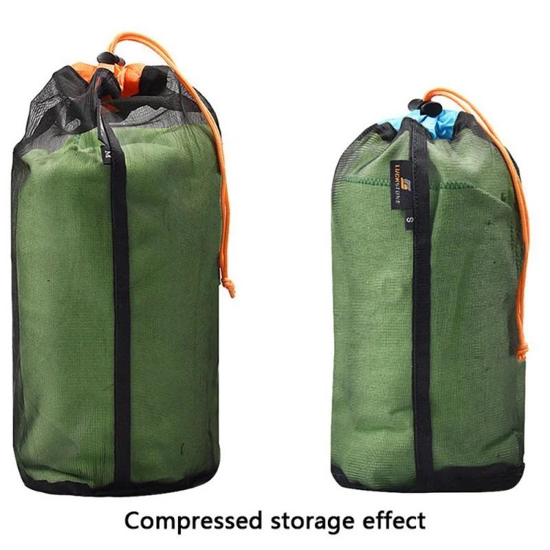 1Pcs Outdoor Ultralight Mesh Storage Bag For Sports Camping Drawstring Storage Pack Hiking Travel Tools Compression Bags