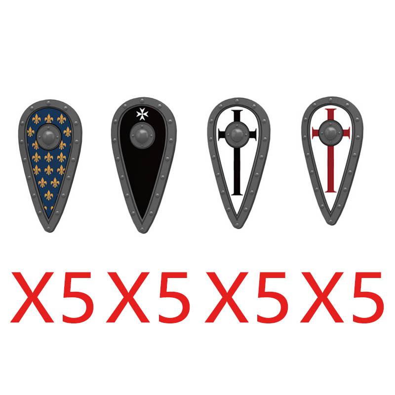 MOC Mittelalterliche Bausteine Charakter Ritter Krieger Zubehörset Helm Schulterrüstung Schild Bogen Pfeil Stein Geschenk Spielzeug X022