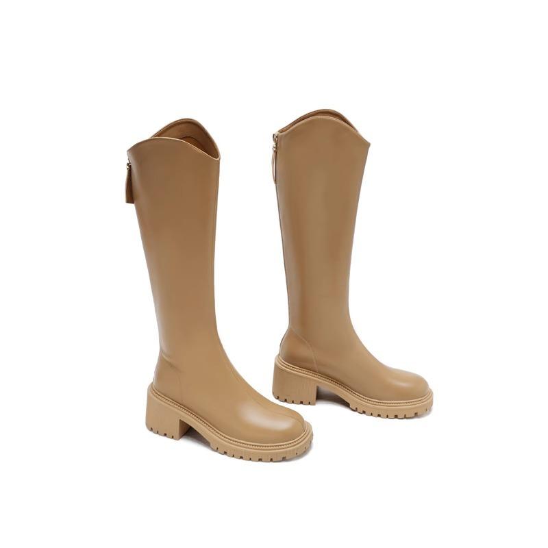 [] Small thick heel boots women's winter V-mouth boots fat mm long boots tall knight boots