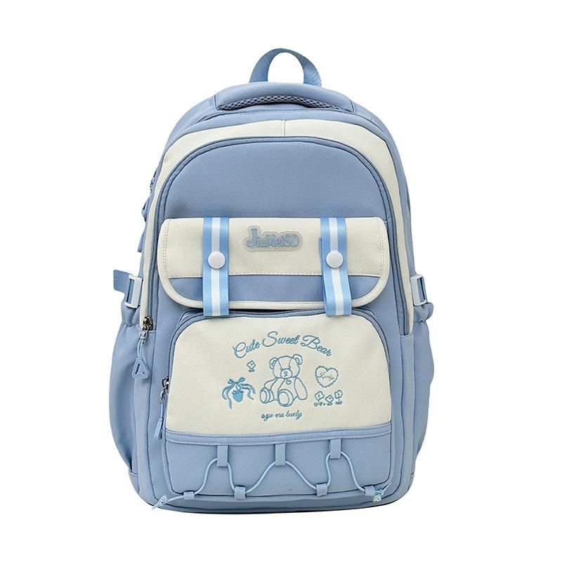 

Студенческий школьный рюкзак для женщин, большой емкости, контрастный цветной рюкзак, дорожный рюкзак для мужчин синий