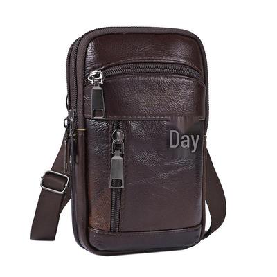 Sac bandoulière pour téléphone en cuir véritable pour homme - Mini épaule, taille, sac suspendu décontracté multifonctionnel