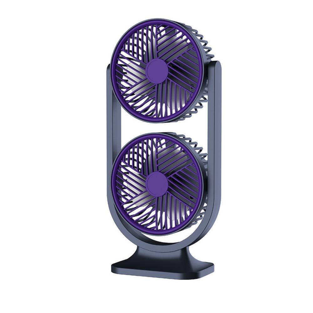 

USB Rechargeable Double Head Desk Fan Night Light Small Electric Fan Office Desktop