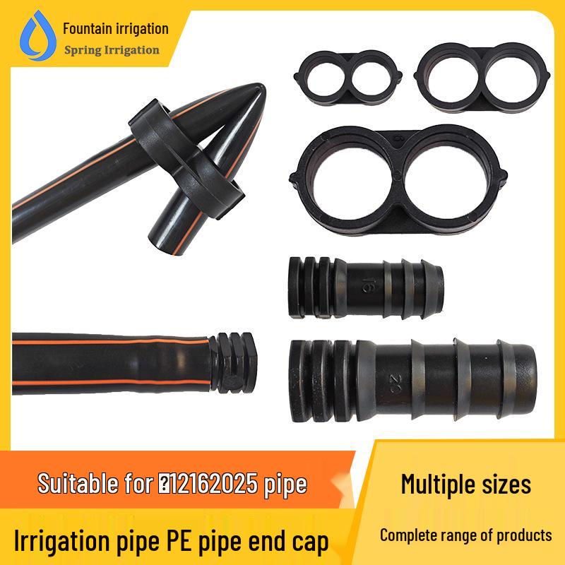 8-Shaped Plug for PE Pipe Drip Irrigation, Micro Sprinkler Fittings for 12, 16, 20, 25mm Agricultural Pipes.