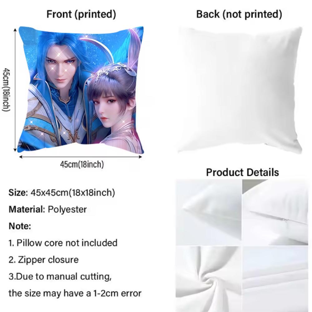 Soul Land Wiki Douluo Continent Cushion Cover Pattern Printed Pillowcase for Living Room Sofa Cushion Cover & Bedroom Decor