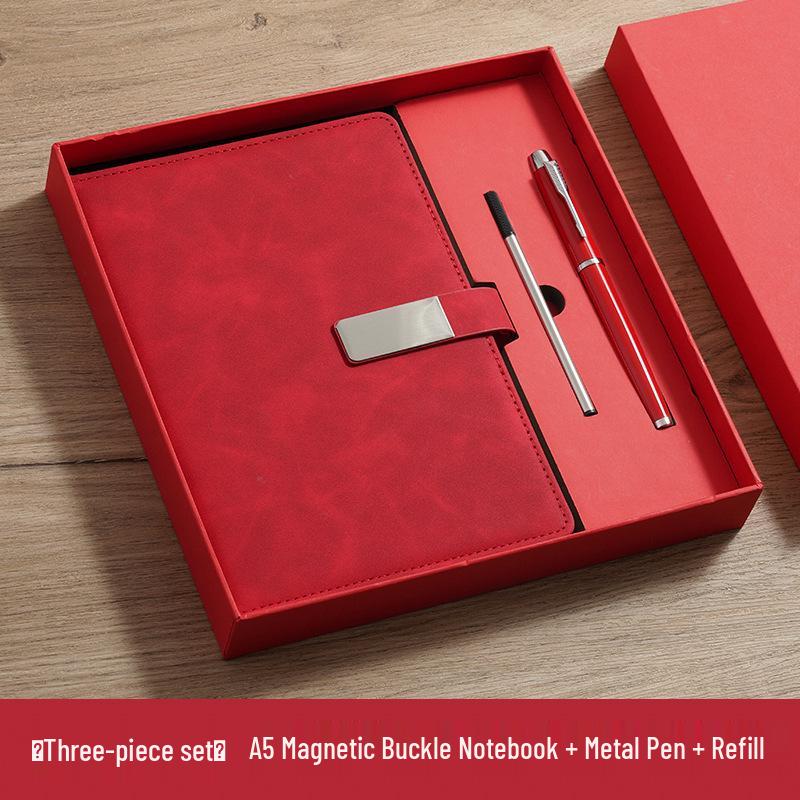 A5 Business Notebook Gift Set: Custom Leather-Feel Buckle Style Diary