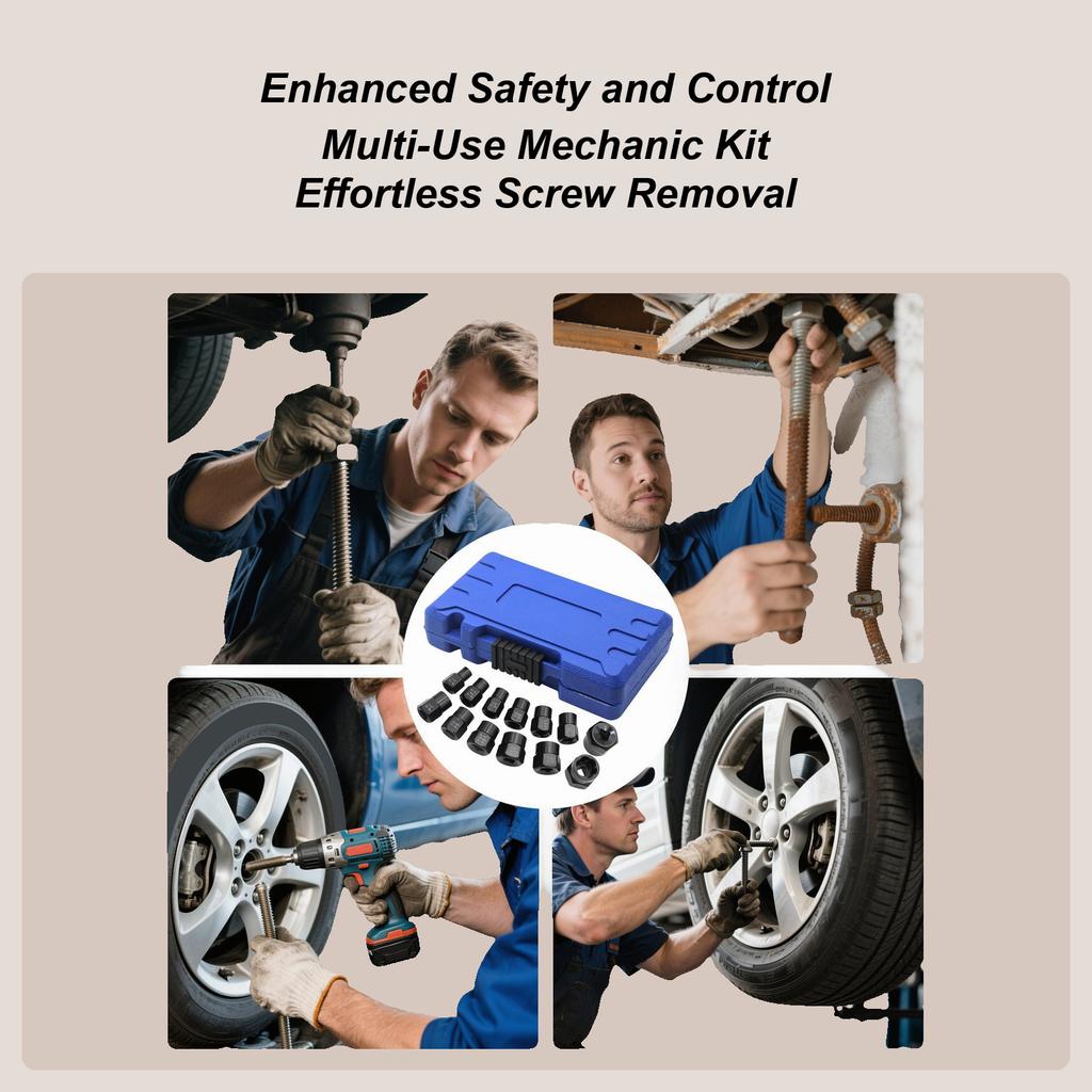 Extractor Set Impacts Bolt Screw Extractor Set 13 Pieces Ergonomic Non-Slip Tools Impacts Removal Gadget For Car Wheel Axle