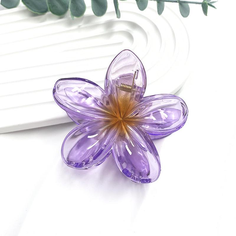 Retro Colorful Frangipani Flower Hair Claw Clip for Women