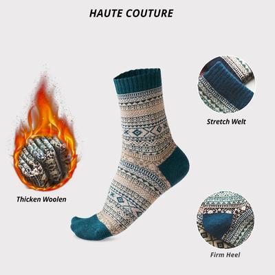 5 Pairs Winter Men's Socks Thicken Sheep's Wool Socks Warm Men Retro Style Colorful Fashion Man Socks For Snow Boots