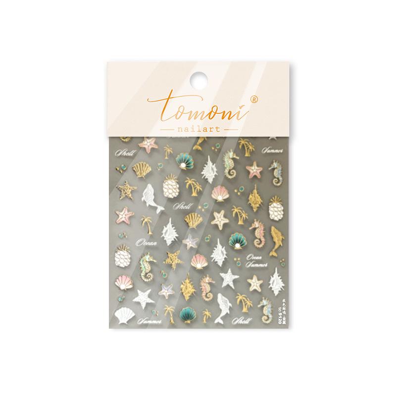 

Тomoni Тисненые наклейки для ногтей: Высококачественная ночная песня кита, Популярные европейские и американские дизайны, Смешанные стили