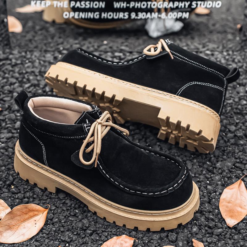 New Handmade Men Casual Cow Suede Leather Shoes Autumn Winter Japanese Tooling Ankle Boots Business Desert Boots