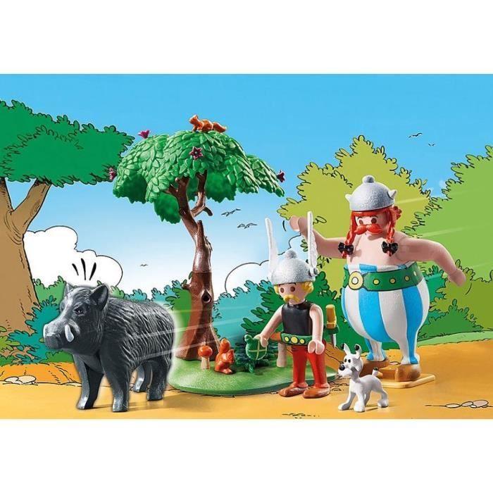 Playmobil 71160 astérix la chasse au sanglier, avec astérix, obélix et idéfix, 52 pièces, dès 5 ans