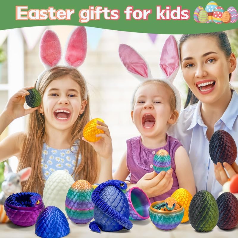 5PCS 3D Printed Snake Eggs with 11.8 Inch Snake Inside, Home Office Decor Executive Desk Toys for Autism/ADHD, Perfect for Easter Gifts, Collectibles