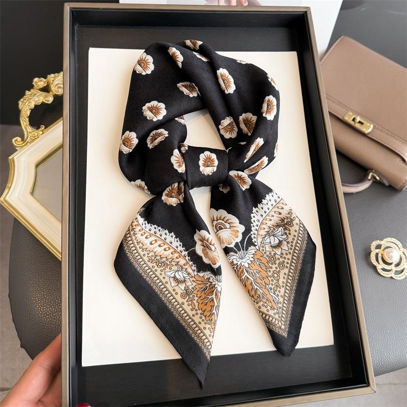 New imitation velvet herringbone pattern cotton and linen small square scarf silk scarf headscarf shawl travel versatile scarf women's scarf