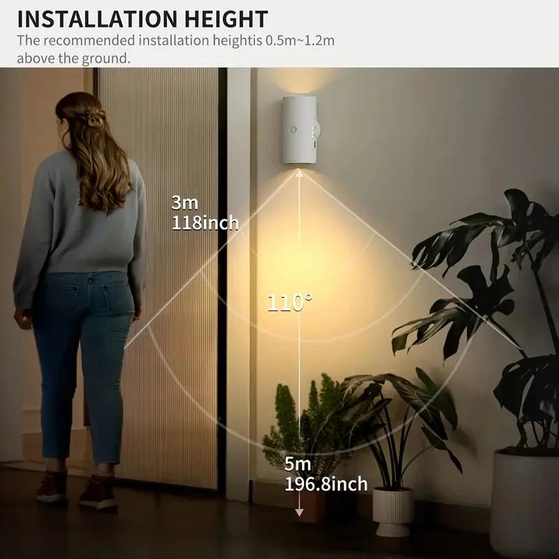 LED Motion Sensor Wall Lamp 8 Colors Changing Wireless Wall Sconces,Battery Powered Wall Lights for Bedroom Stair Night Lights