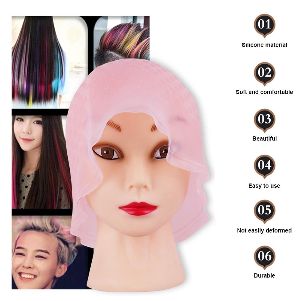 Silicone Highlighting Hair Coloring Hat with Metal Hooks Highlighting Dye