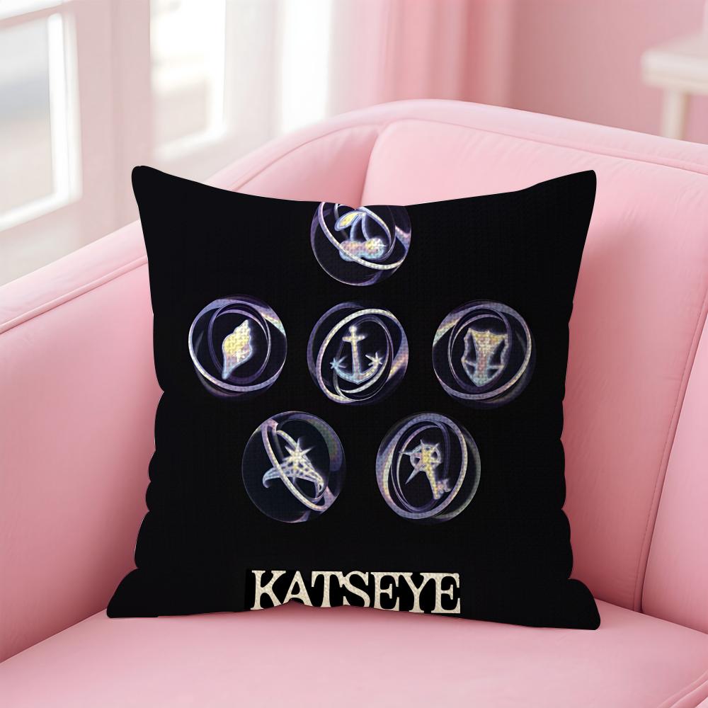 Band KKatseye Cushion Cover Natural Linen Pillow Case DoubleSided Print Decorative Sofa Pillowcase Home Decor Gift