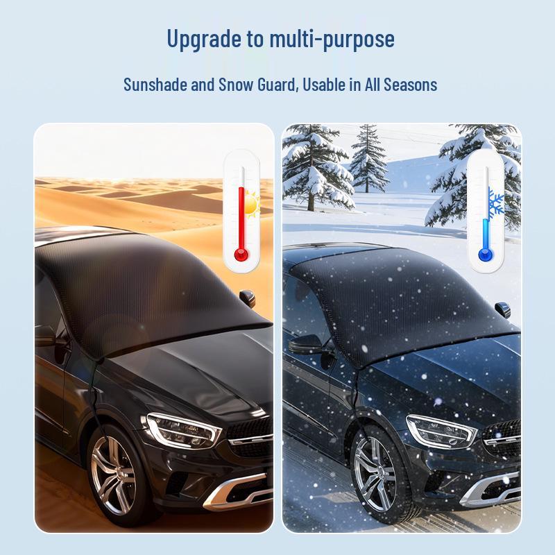 Oxford Cloth Car Snow Cover: Thickened Windshield Sunshade for Winter Frost and Anti-Freeze Protection