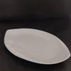 Ceramic Bamboo Leaf Design Oval Plate - Microwave-Safe, Solid White