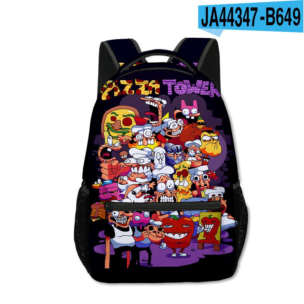 Kpop Jugendliche Schultaschen Unisex Pizzaturm Pfeffermann Reisetaschen 3D-Druck Oxford Wasserdicht Notizbuch Schulterrucksäcke