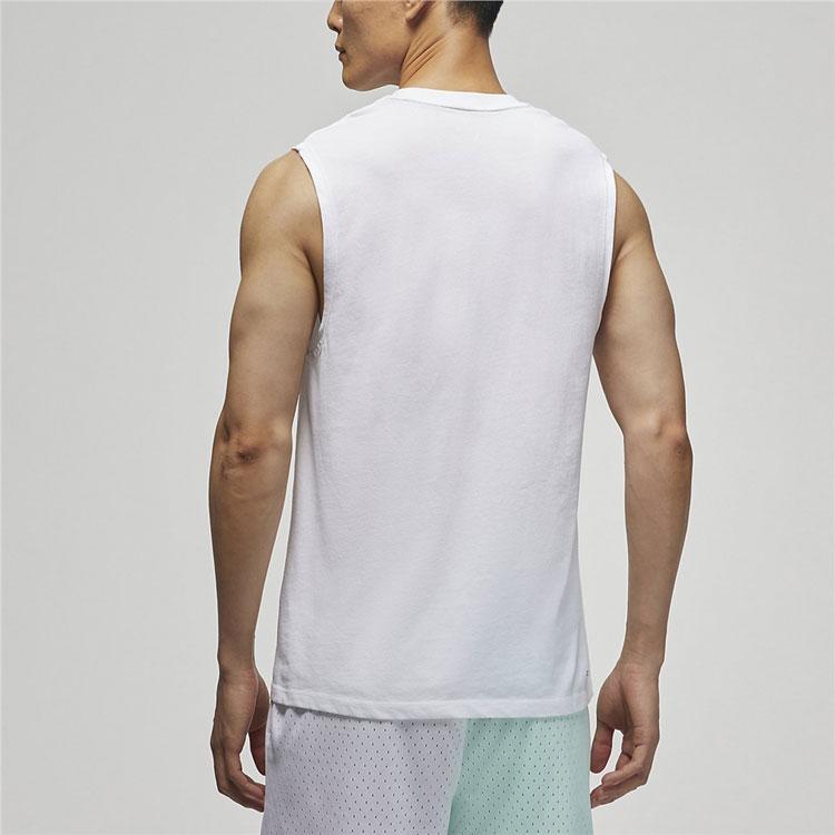 Jordan Letter Logo Velvet Print Crew Neck Heavyweight Basketball Training Sleeveless Tank Top Men Tops White DM1828-100