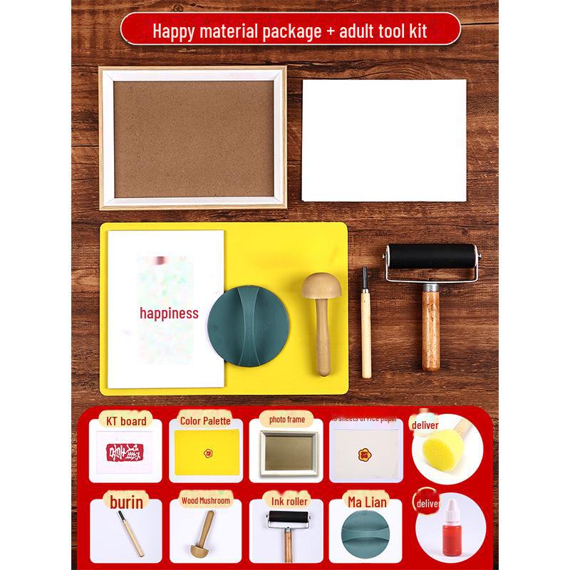 New Year Picture DIY Woodblock Printing Set: Non-Legacy Handmade Template Kit for New Year's Day Activities.