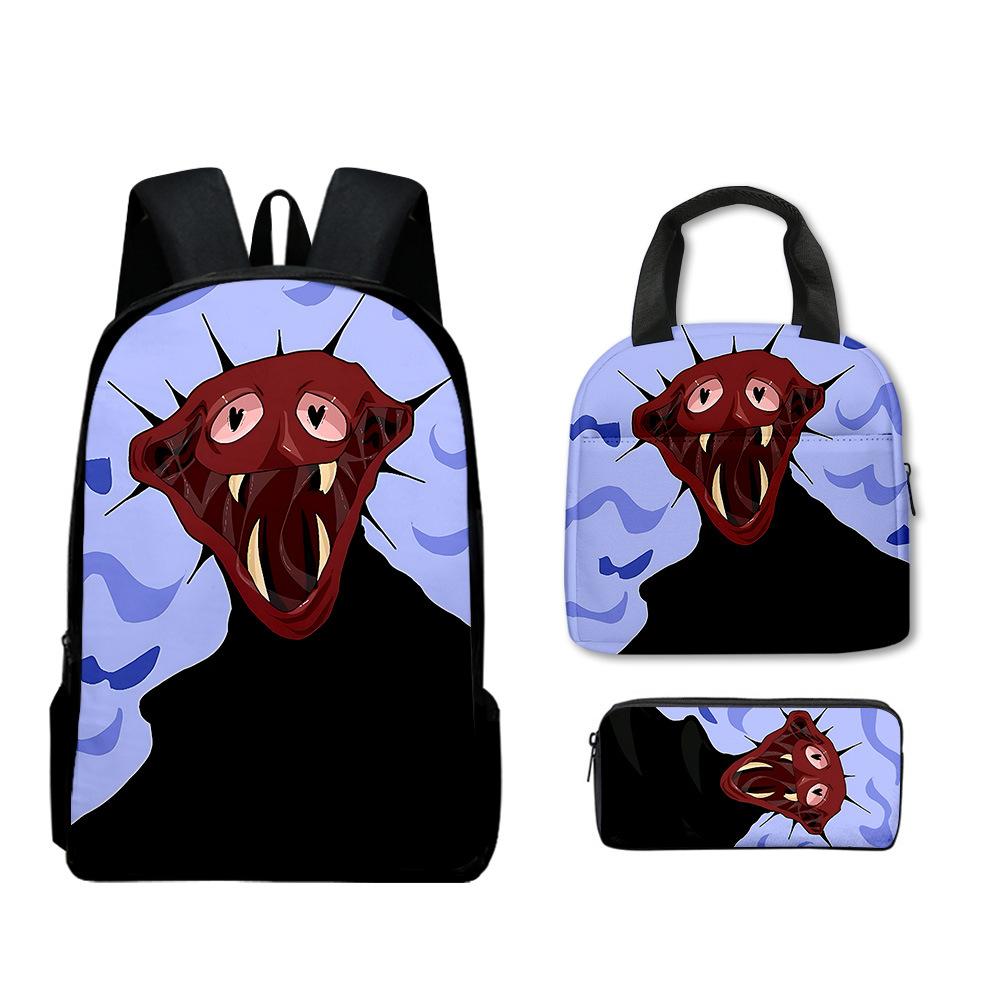 Trendy Popular Funny Novelty The Boiled One 3D Print 3pcs/Set Student School Bags Laptop Daypack Backpack Lunch bag Pencil Case