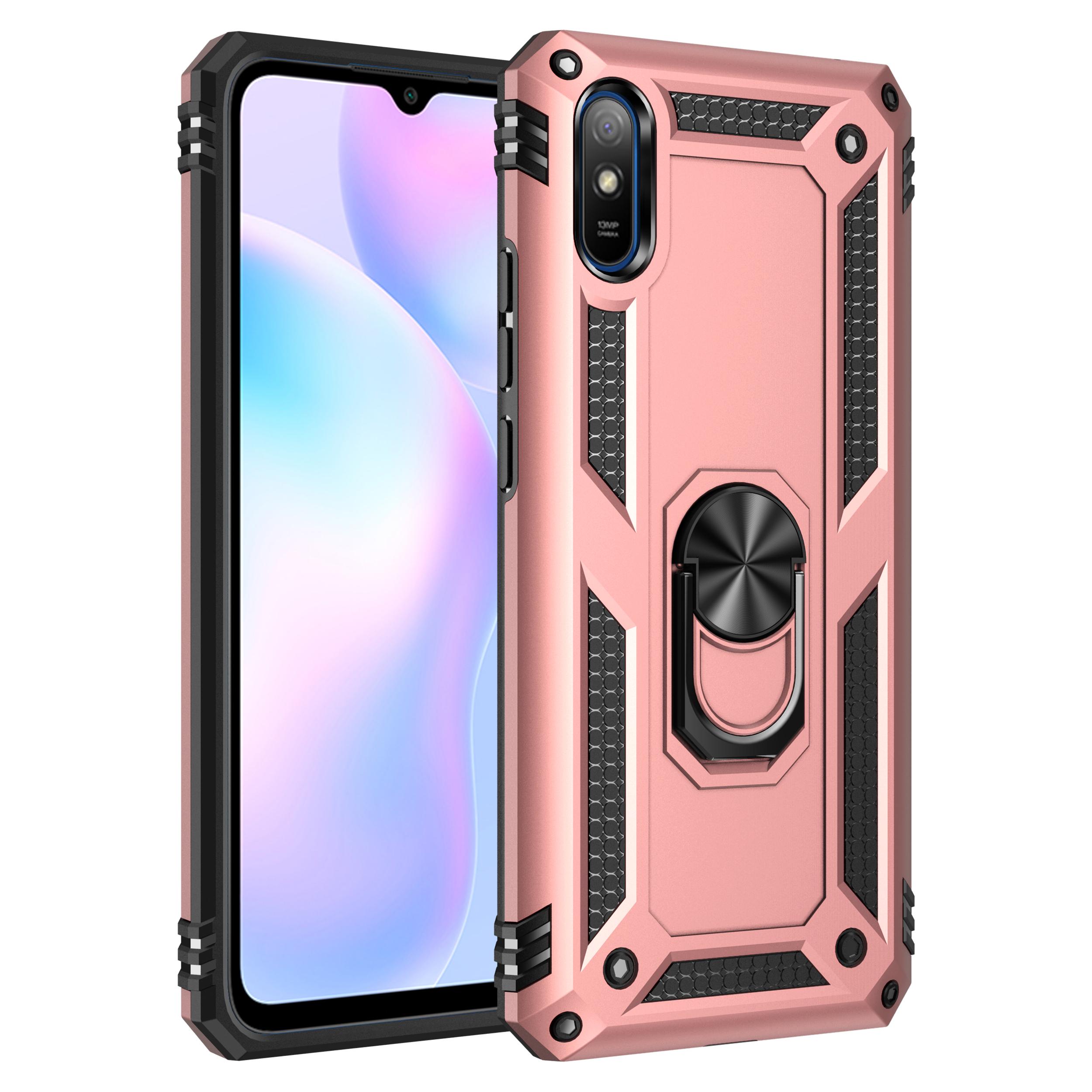 

Чехол для телефона Armor Magnetic Metal для Xiaomi Redmi Note 9 10 9s 8 8T 7 Pro Poco X3 10T 9A 7A K40 Lite с автомобильным держателем и кольцом Poco X3 Pro розовый