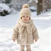 Xiaomi 1pc Baby Double Pom Pom Knit Ear Flap Hat, Cute Solid Color Toddler Beanie hats winter hat Daily Head Hat for Boys Girls