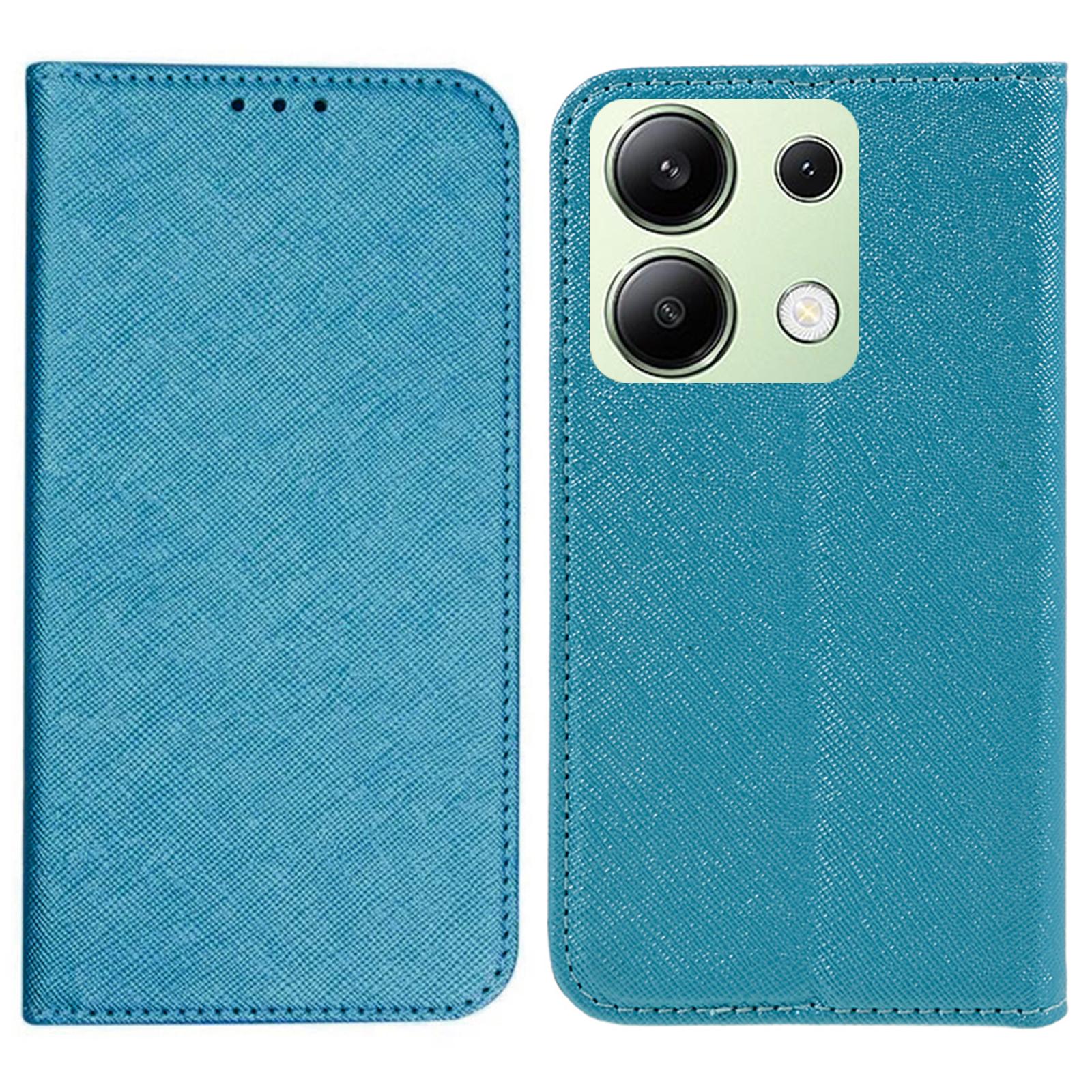 

For Xiaomi Redmi Note 13 4G Wallet Case Cross Texture Leather Flip Phone Cover Sky Blue