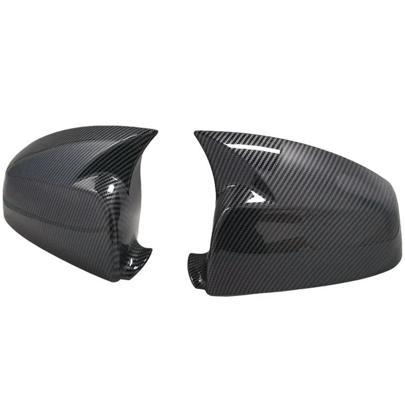 For BMW 5-Series E60 E61 LCI Sedan 2008 2009 2010 Carbon Fiber pattern Black Side Wing Rearview Mirror Cover Cap