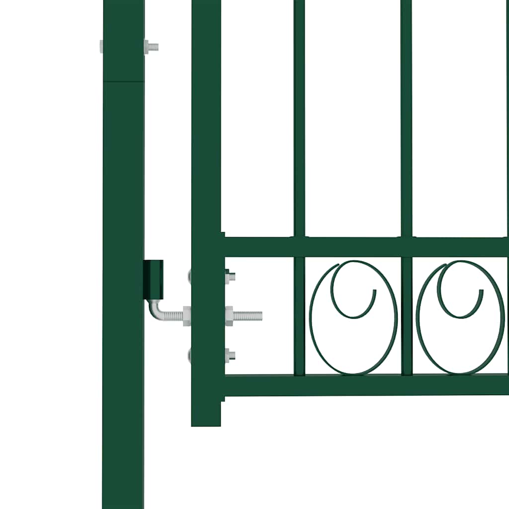 Fence Gate EMMEN with Arched Top Steel 100 x 98.5 cm Green