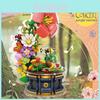 Reloj Fonógrafo con Diseño de Flores Mecanismo Caja de Música Bloques de Construcción de Ensamblaje Para Juego Creativo y Regalo