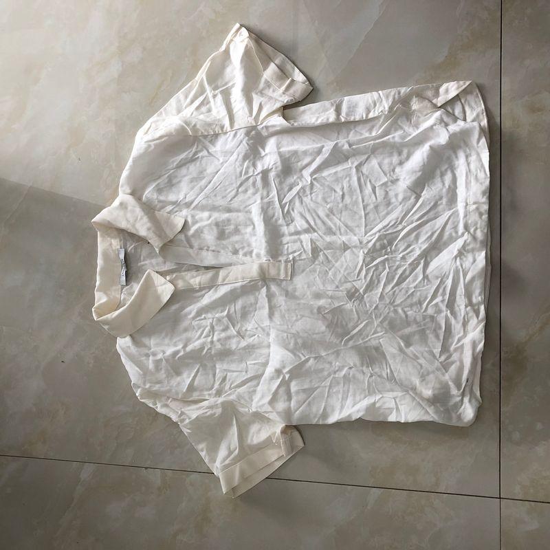 

Linen Short-Sleeved Shirt Summer New Arrival Foreign Trade Women s Clothing Fashion Loose Flip V Neck Pullover Slimming Shirt 31592 Beige B- 18-10-3 L