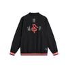 Li Ning Badfive Seven Cities Collaboration Letter Print Polo-Kragen Lockere Freizeitjacke Herrenjacke Schwarz AFDT737-2