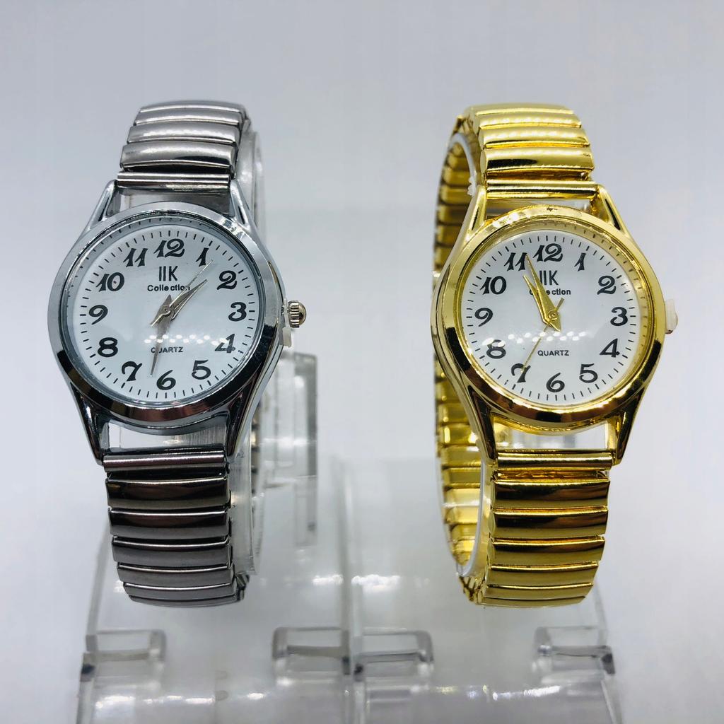 Montre Homme et Femme Confortable, Étendue, Sur un Bracelet Élastique, Bracelet Doré, Senior